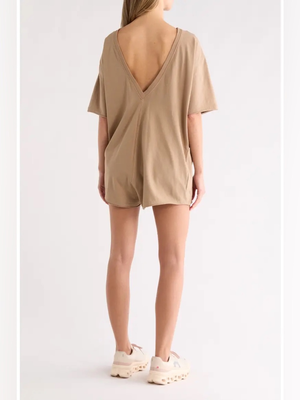 Free People FP Movement Hot Shot Tee Romper in a neutral